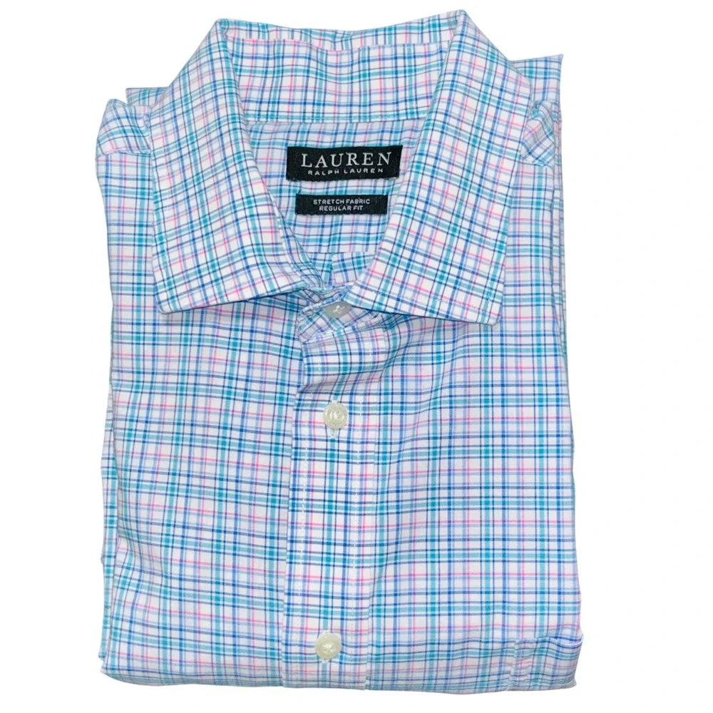Lauren Ralph Lauren XL Mens Dress Shirt Plaid Stretch Regular Fit 17 36/37
